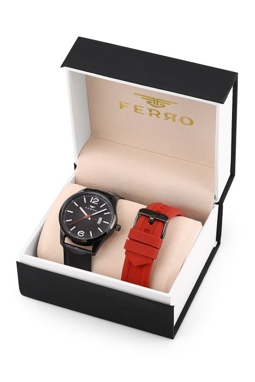 Ferro Kırmızı Deri Kordon Erkek Kol Saati F11316BD-ZK